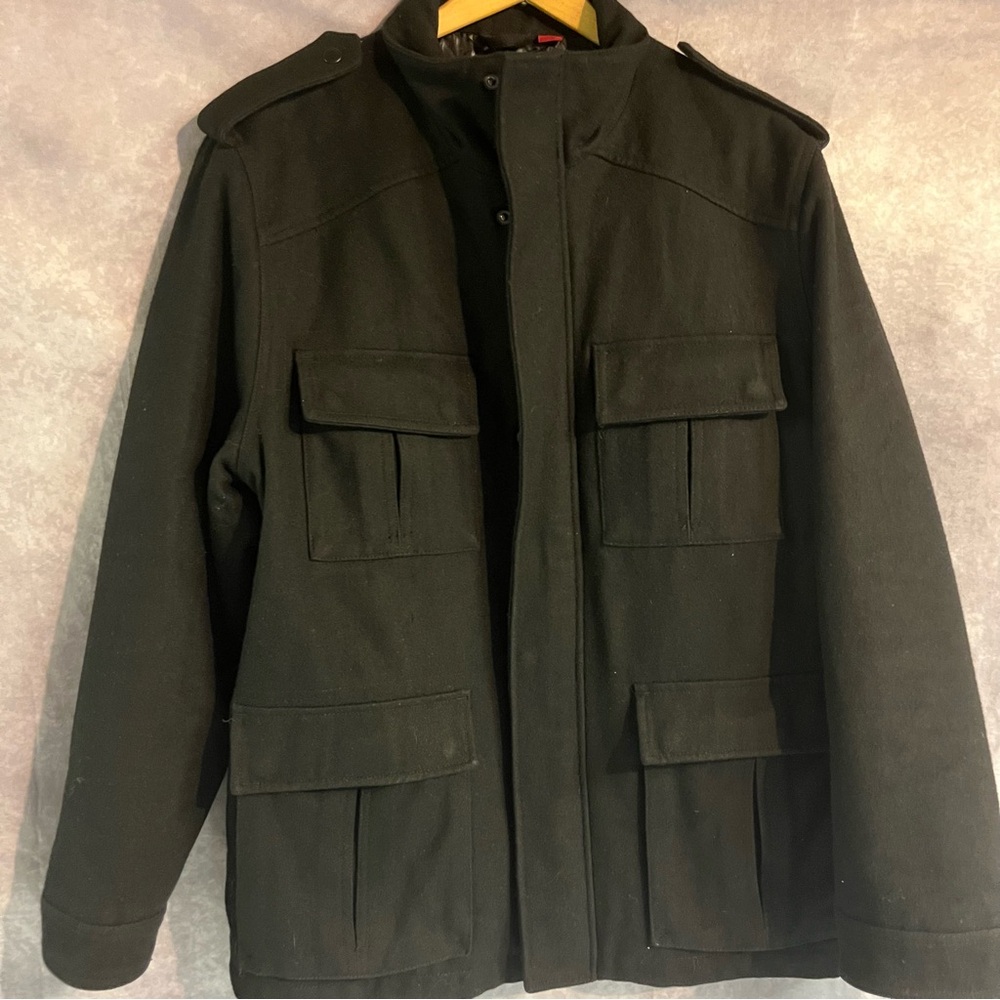 Alfani Men's Black Military Style Jacket Large Outdoors Snazzy Old School